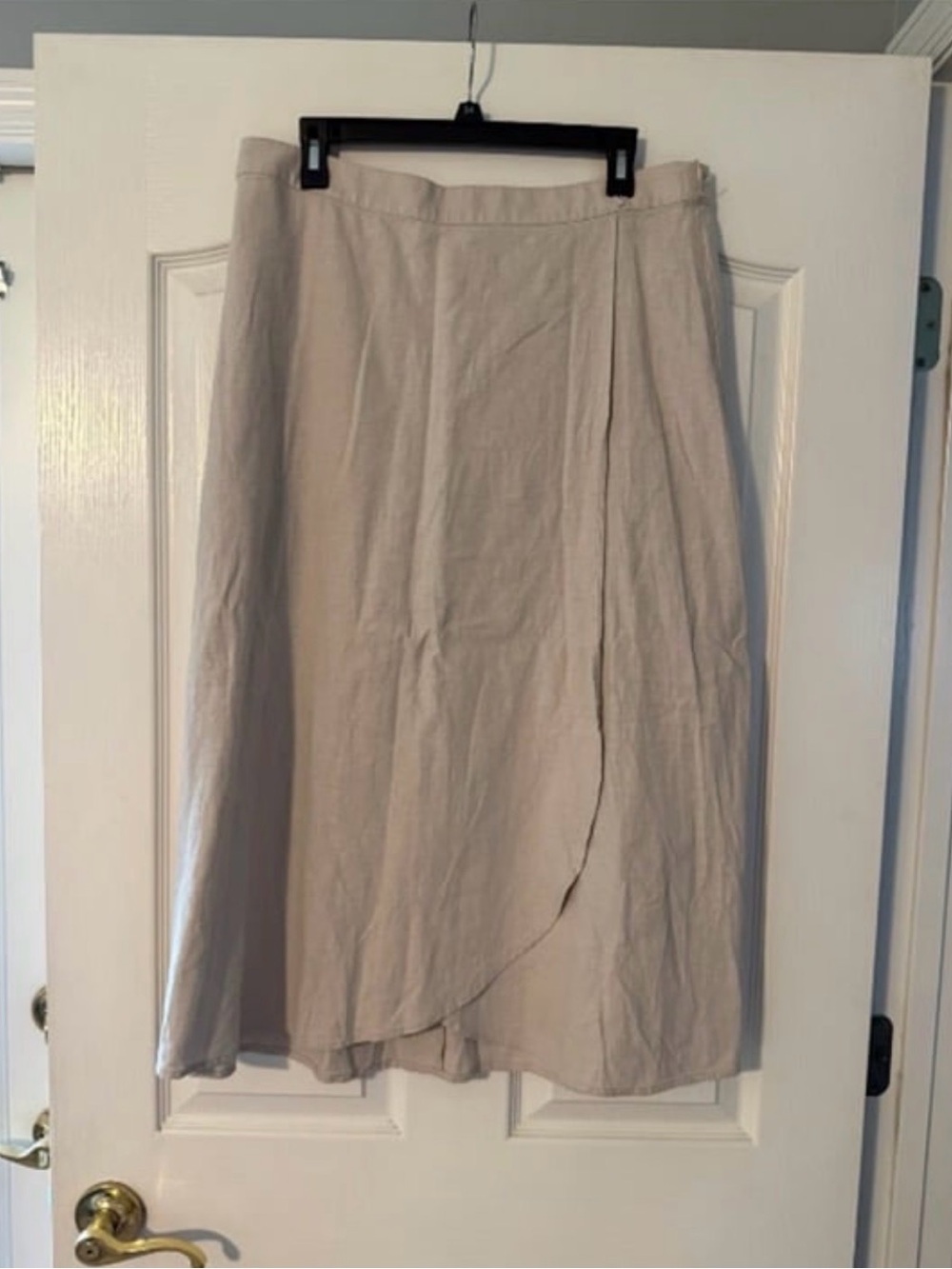J.Crew Linen Blend Faux Wrap Midi Skirt NWT Large Oatmeal CA196